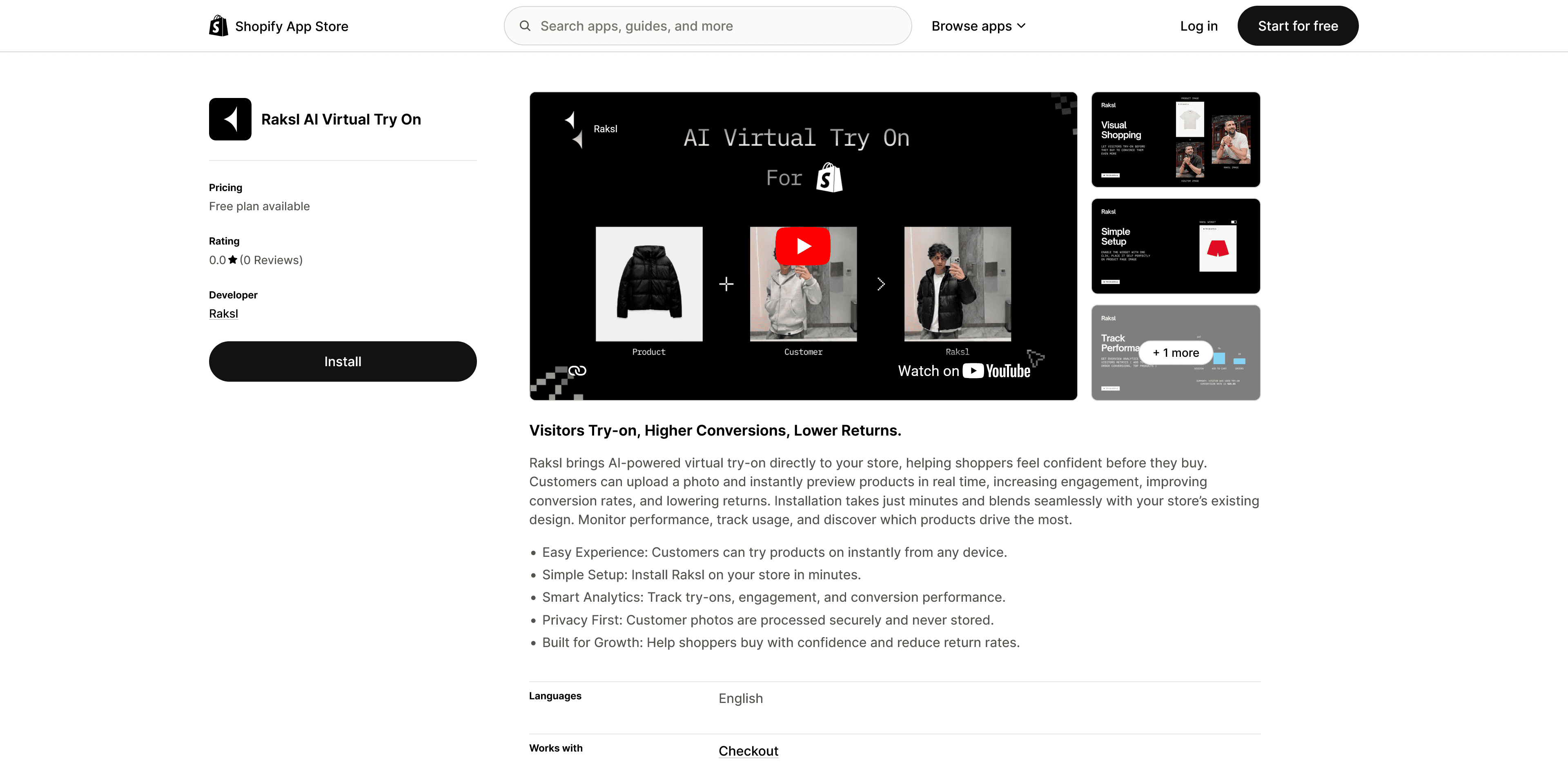 Raksl AI Virtula Try-On Shopify App